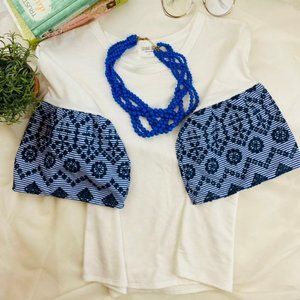 Sienna Sky BoHo Flowy white statement sleeve Crop Top M/L